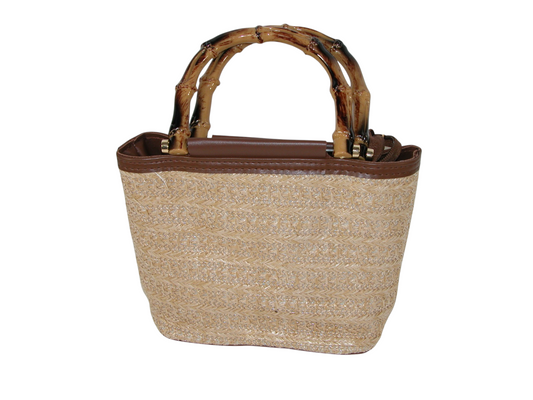 Woven Handbag Small with Bamboo Handle GF4923