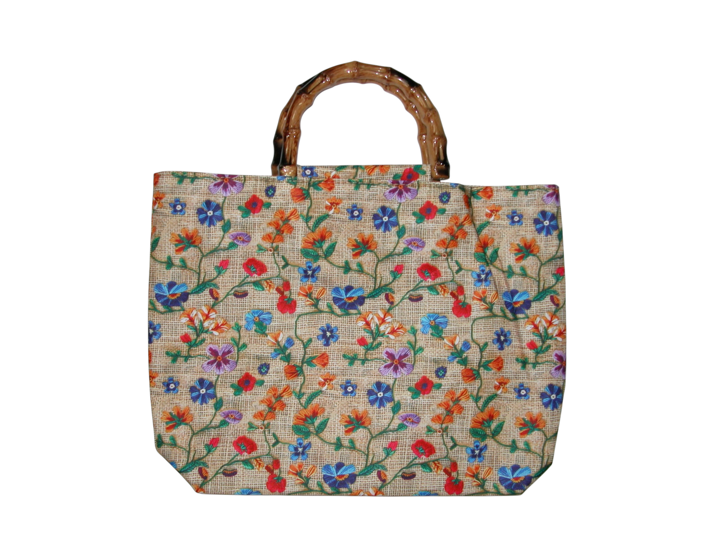 Bamboo Handbag Colorful Florals on Vine GF4914