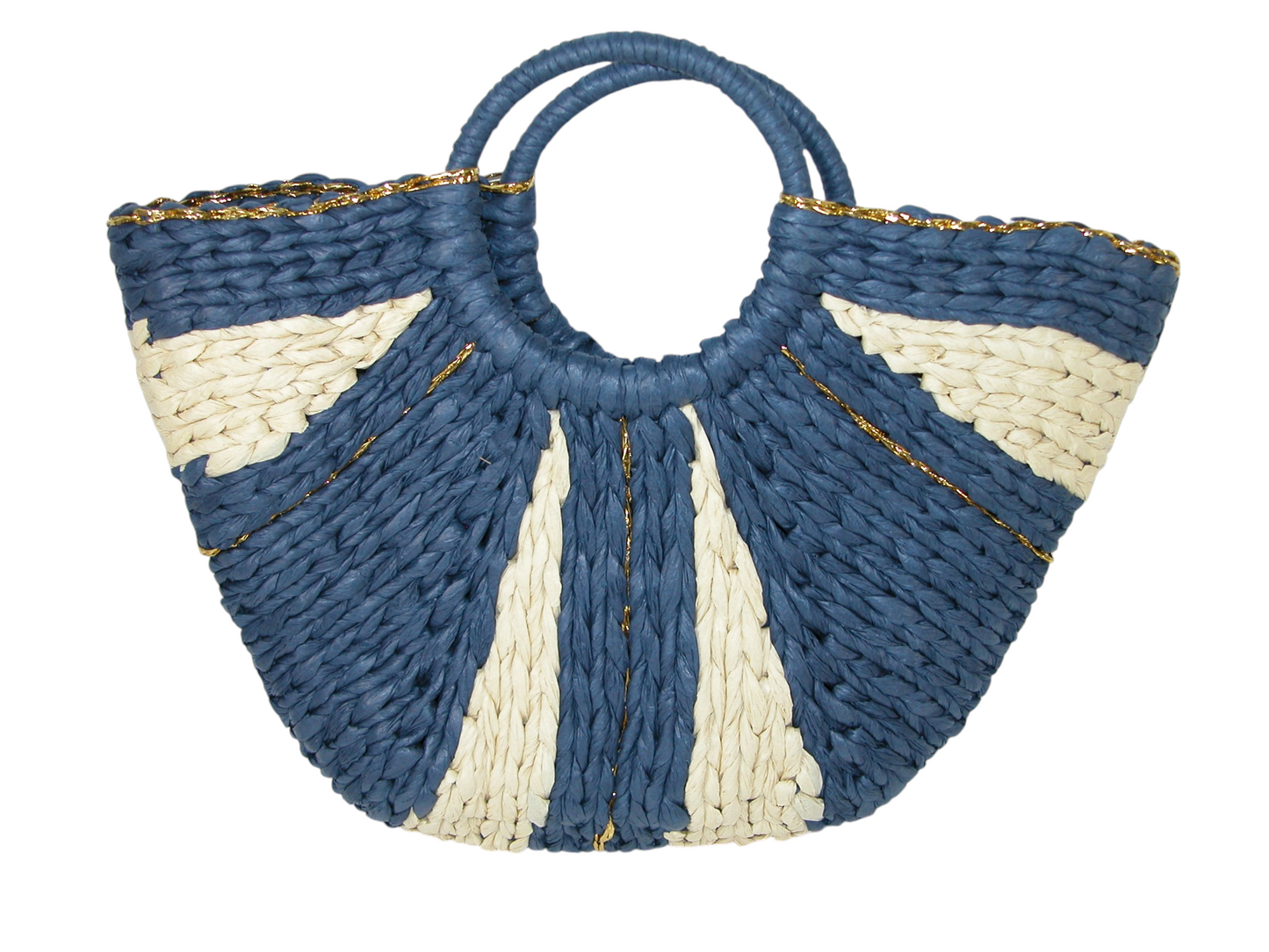 Blue & White Woven Handbag GF4937