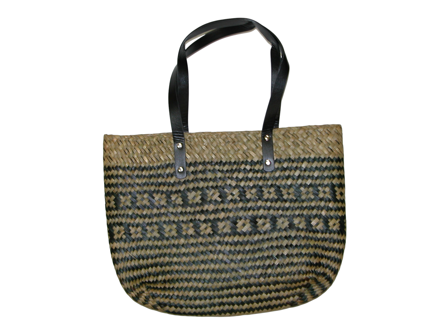 Woven Handbag Tote GF4925 Black and Tan