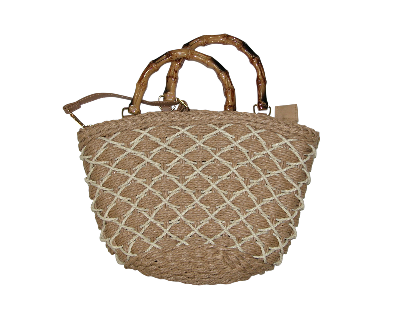 GF4940 Bamboo Handle Woven Handbag