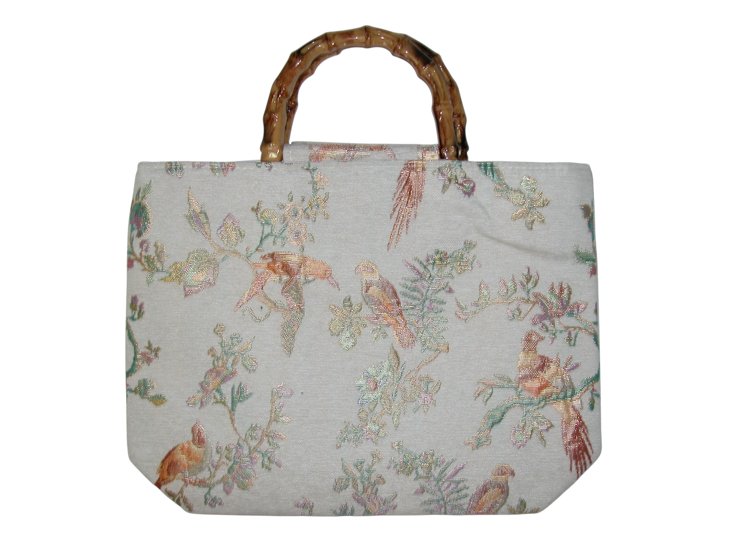 Bamboo Handbag White Jaccard with Birds GF4916