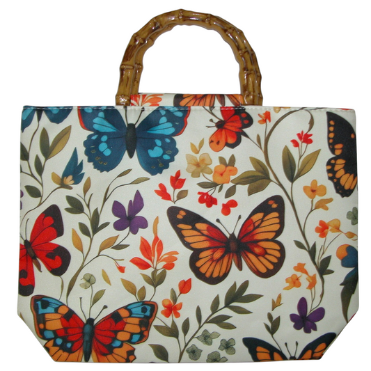 Bamboo Handle Multi Color Butterfly Handbag GF4926