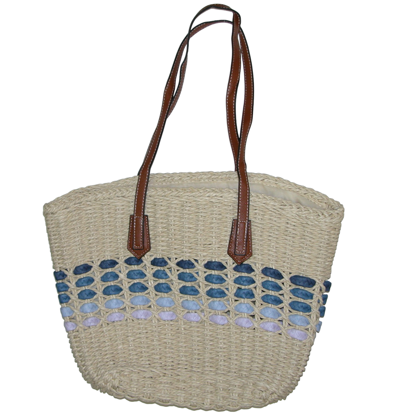 Woven Handbag Tote Blue Ombre Strips GF4934