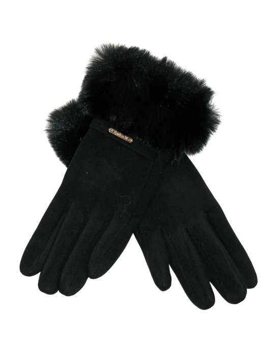 Sueded Glove Fur Cuff GF3525 Black