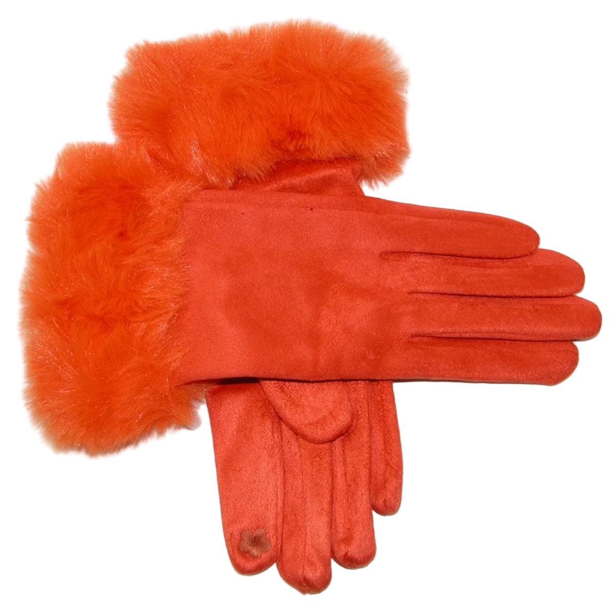 Orange Glove With Fauz Fur Cuff GF5282