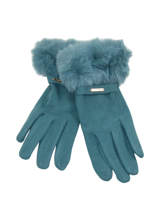 Sueded Glove Fur Cuff GF3527 Teal