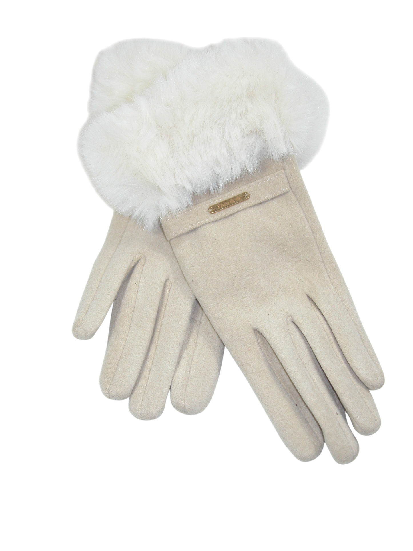 Sueded Glove Fur Cuff GF3526 Beige