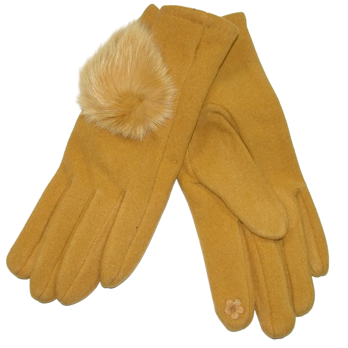 Faux Fur Cuff Sueded Gloves GF5294 Mustard Yellow
