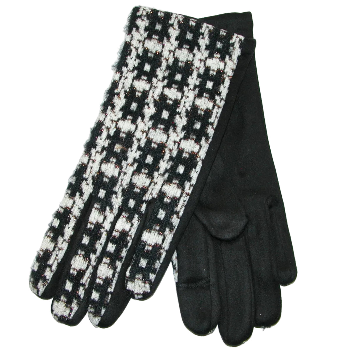 Sueded Tweed Gloves GF5289 Black and White