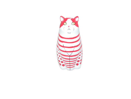 Painted Cat Bud Vase GF3538 Red