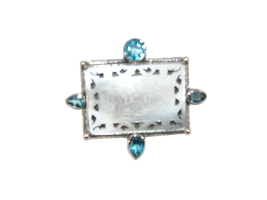 37017 Collectible Mother of Pearl Game Piece Sterling Pin and Pendant