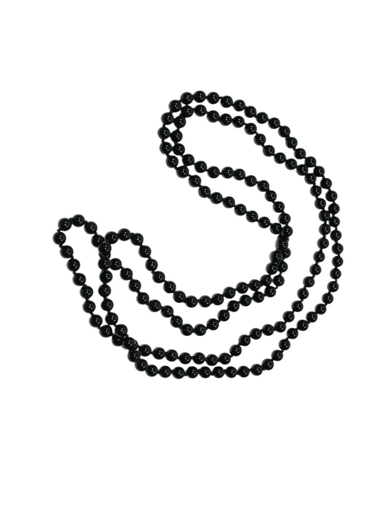N121 Black Onyx Knotted 60 Inch Necklace