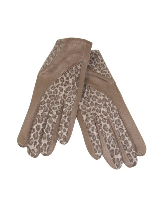 Animal Print Glove Suede GF3587 Tan