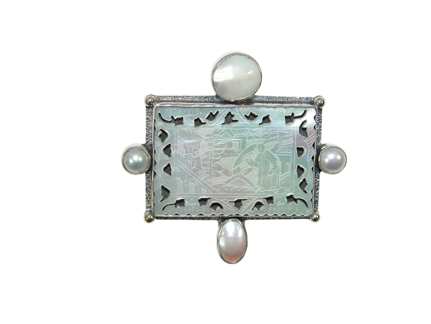 37018 Collectible Mother of Pearl Game Piece Sterling Pin and Pendant