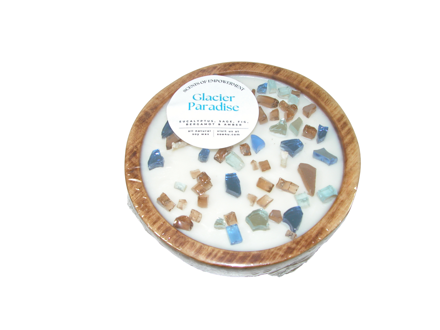 Brown Wood Bowl Scented Candle GF3544 Glacier Paradise