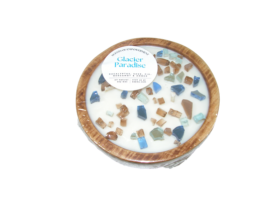 Brown Wood Bowl Scented Candle GF3544 Glacier Paradise