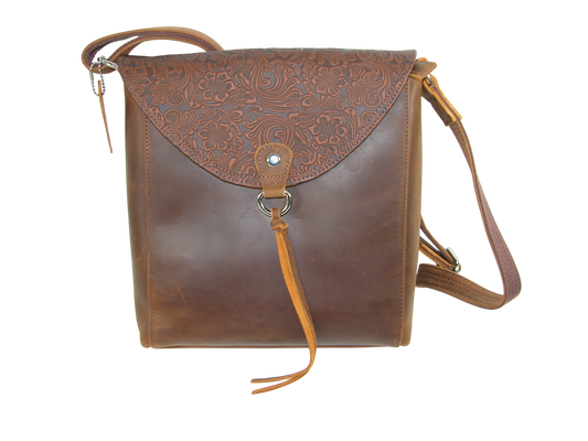 Chestnut Leather Tooled Crossbody GF3577