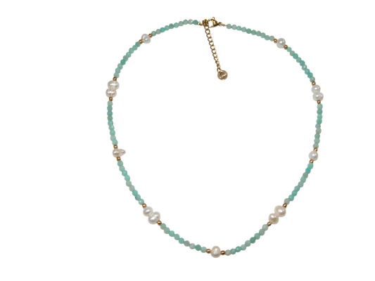 Amazonite Pearl Choker Necklace GF3630