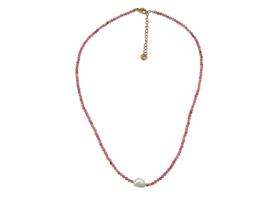 Rhodonite Pearl Choker Necklace GF3628