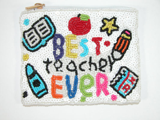 Beaded Coin Purse, Best Teacher Ever (GF4478)