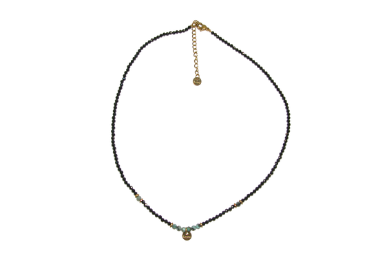 Black Faceted Green Choker Necklace GF3618