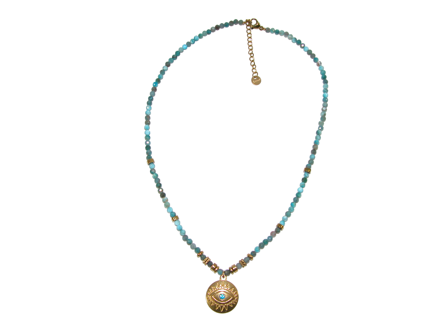 Apatite and Gold Bead Choker Necklace GF3611