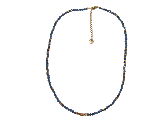 Blue Faceted Gold Beas Choker Necklace GF3607