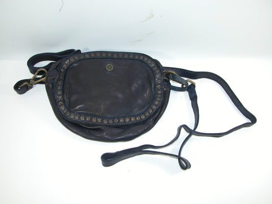 Blue Studded Leather Handbag Purse GF3631