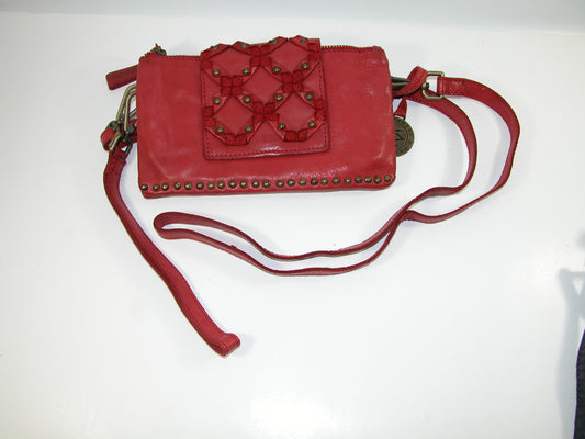 Red Studded Leather Handbag Purse GF3632