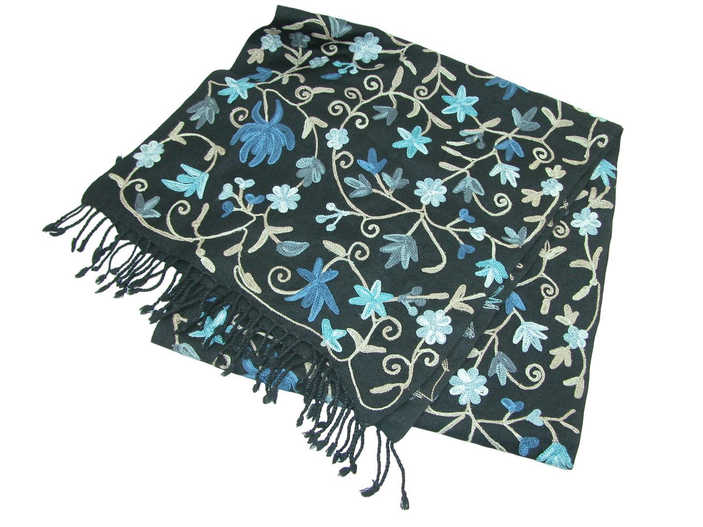 Shades of Blue Embroidered Pashmina Shawl GF3636