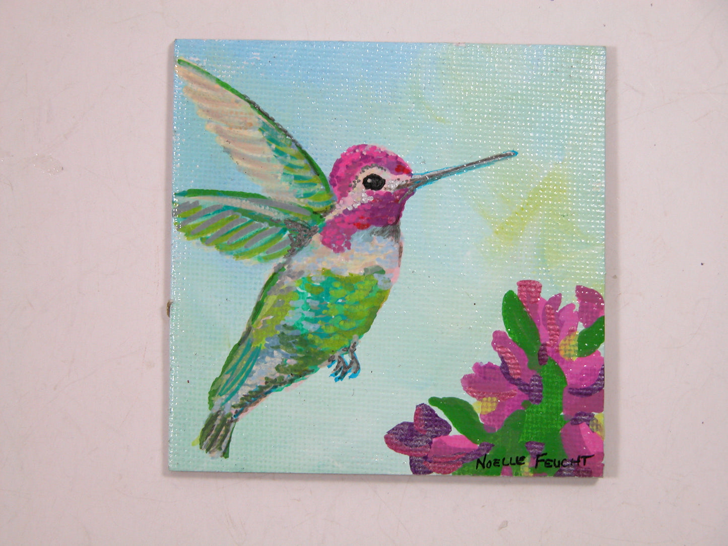 Original Art By Noelle 3 x 3 Humingbird ART212