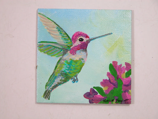 Original Art By Noelle 3 x 3 Humingbird ART212