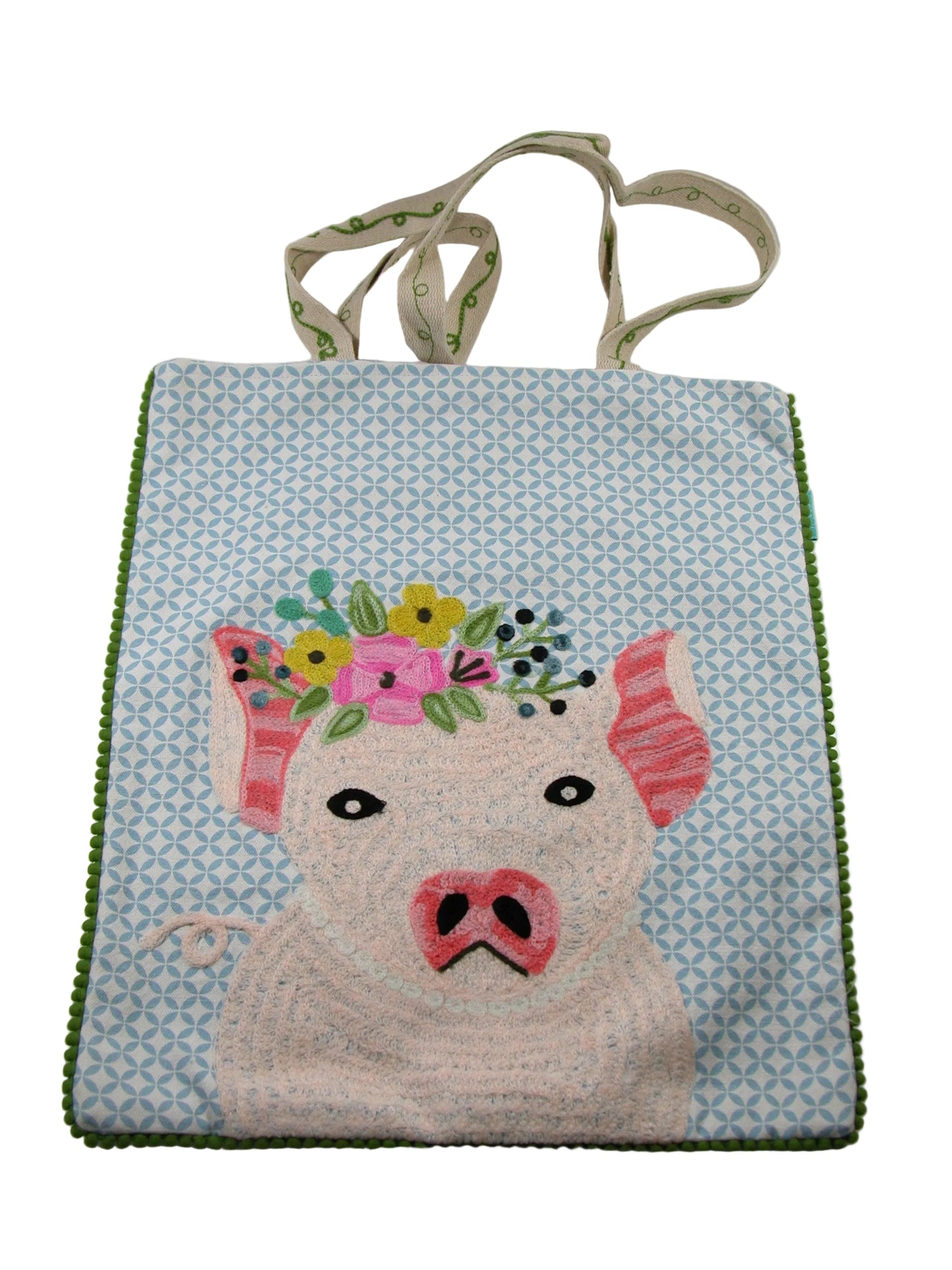 Embroidered Pig Tote 100% Cotton GF4957