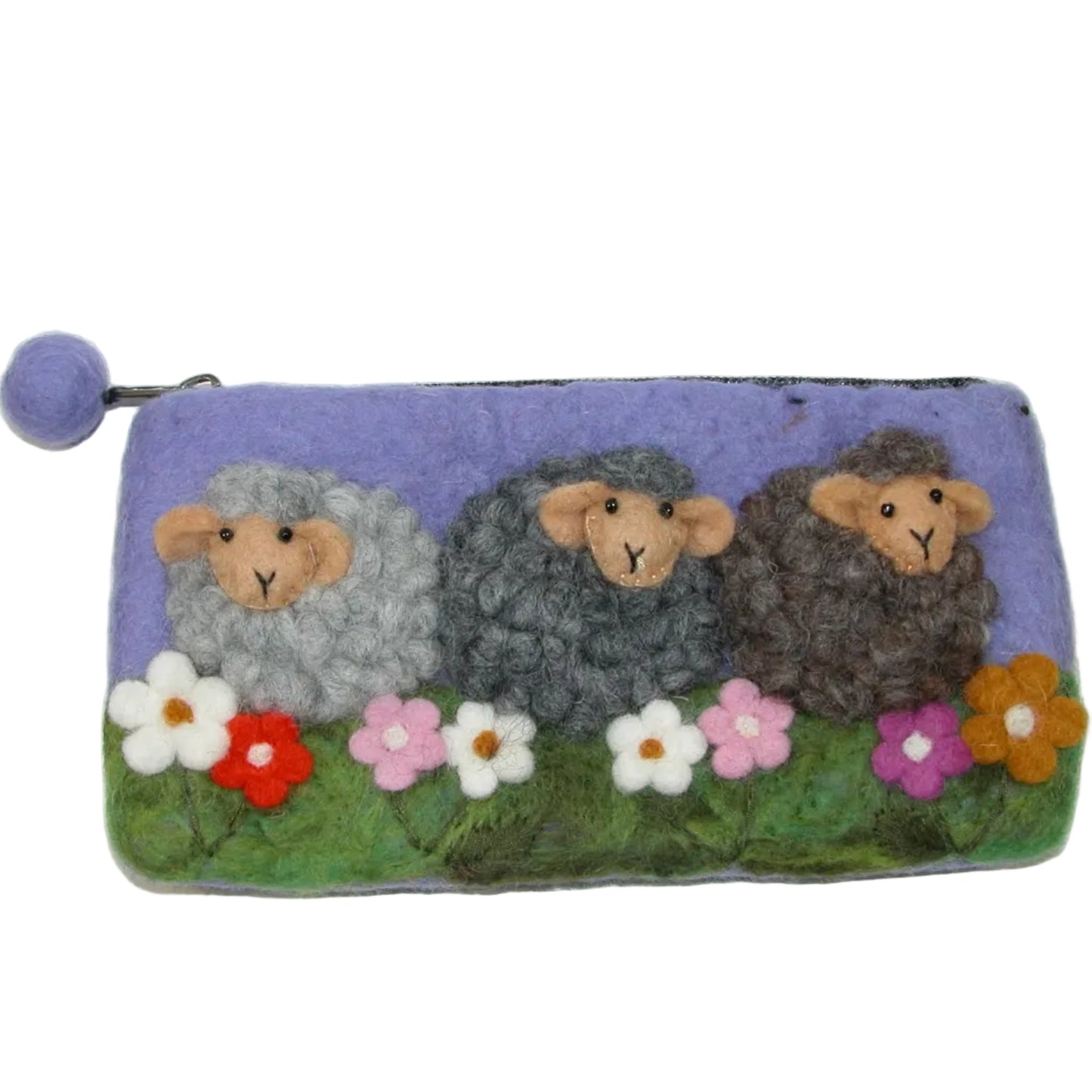 Felted Sheep Coin Purse Clutch GF4971 Purple