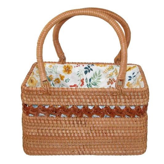 Rattan Woven Rectangular Shoulder Handbag GF4977