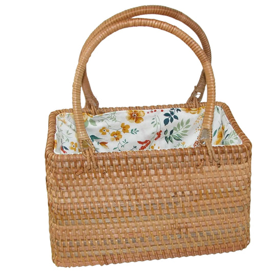 Rattan Woven Rectangular Shoulder Handbag GF4976