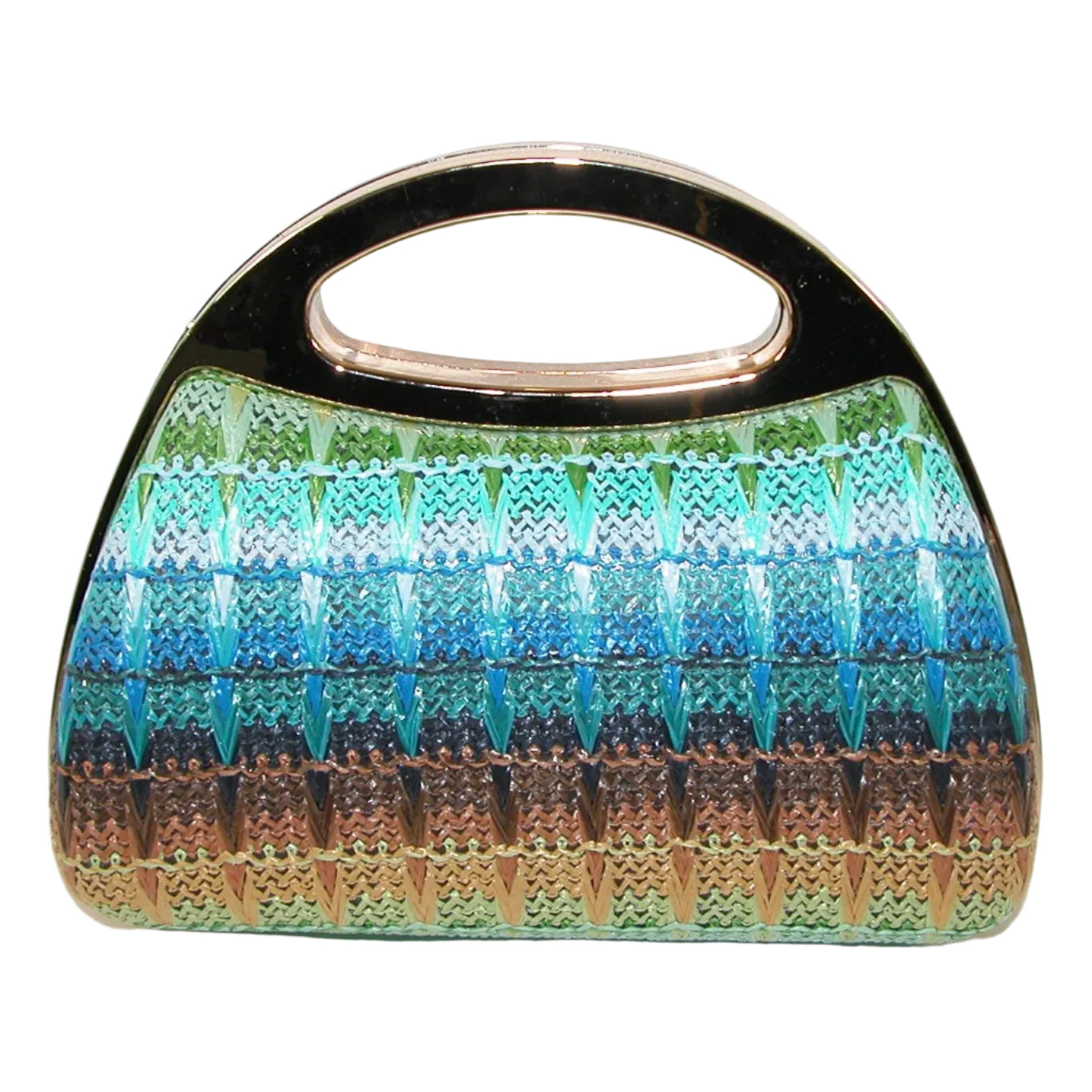 Woven Ombre Color Green Blue Brown Handbag Clutch GF4979
