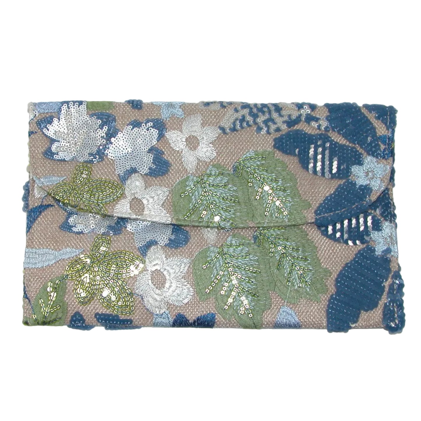 Embroidered Blue Sequin Clutch Handbag GF4981