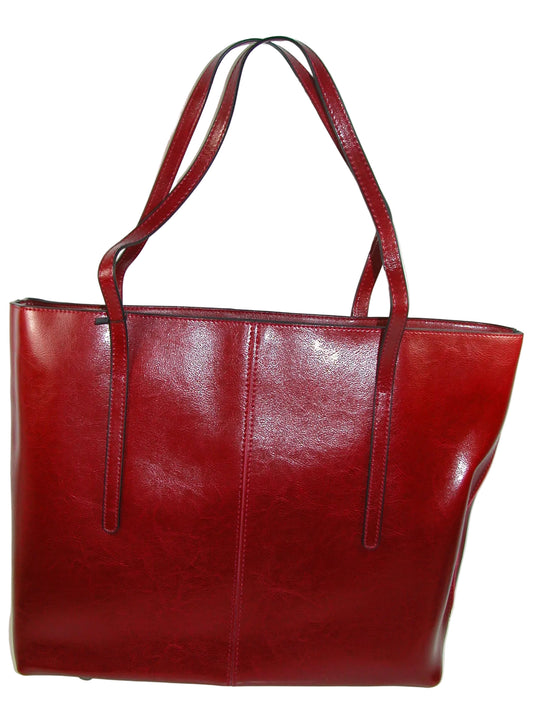 Red Natural Leather Purse Handbag Tote GF4965