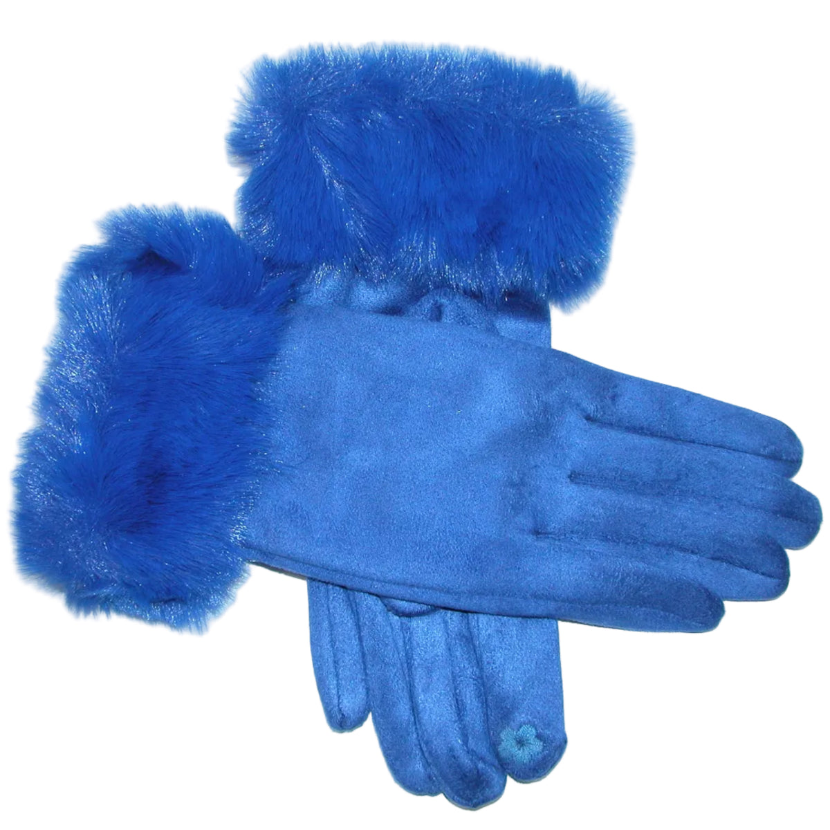 Faux Fur Cuff Sueded Gloves GF5454 Royal Blue