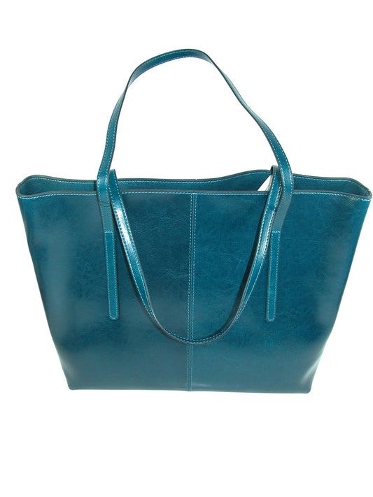 Natural Leather Tote GF3711 Teal