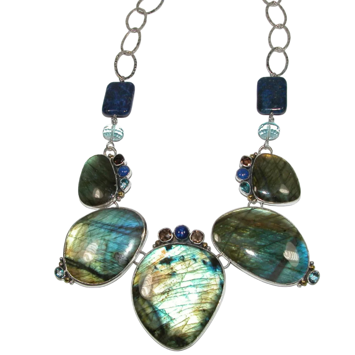 40265 Labradorite Lapis Blue Topaz Collar Necklace