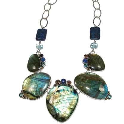 40265 Labradorite Lapis Blue Topaz Collar Necklace