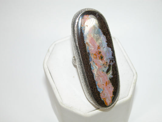 40230 Boulder Opal Sterling Silver Ring One of a Kind