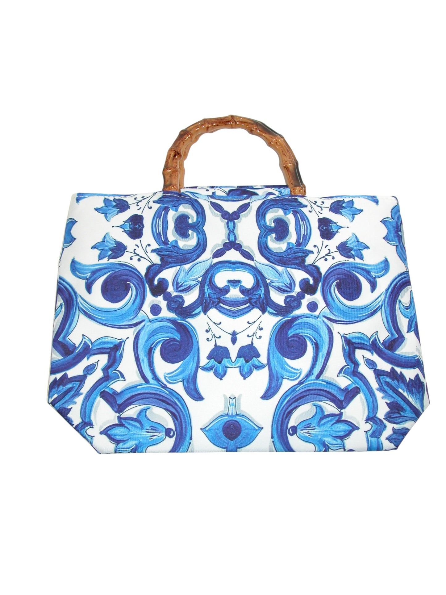 Blue and White Bamboo Handle Bag GF3729