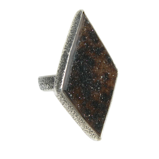 40221 Natural Drusy Agate Sterling Silver Adjustable Ring