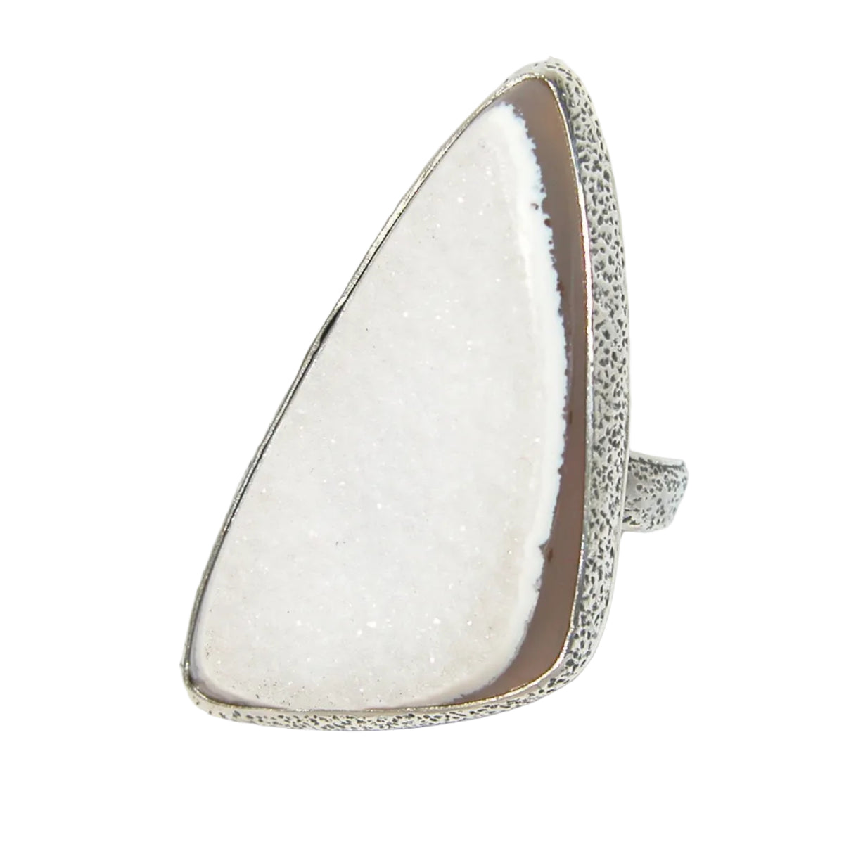 40225 Natural Drusy Agate Sterling Silver Adjustable Ring