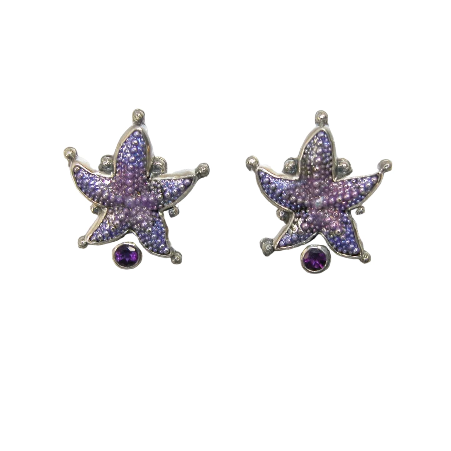 339136B Amethyst and Enameled Starfish Sterling Silver