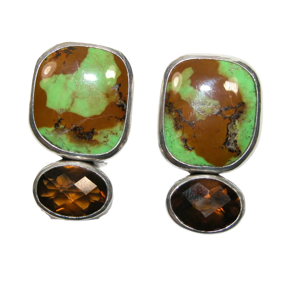 40252 Whiskey Quartz Gaspeite Sterling Silver Earring